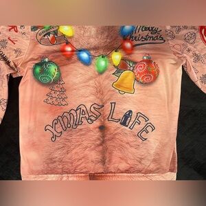 “Ugly sweater” Christmas Tattoo faux naked Long Sleeve Shirt